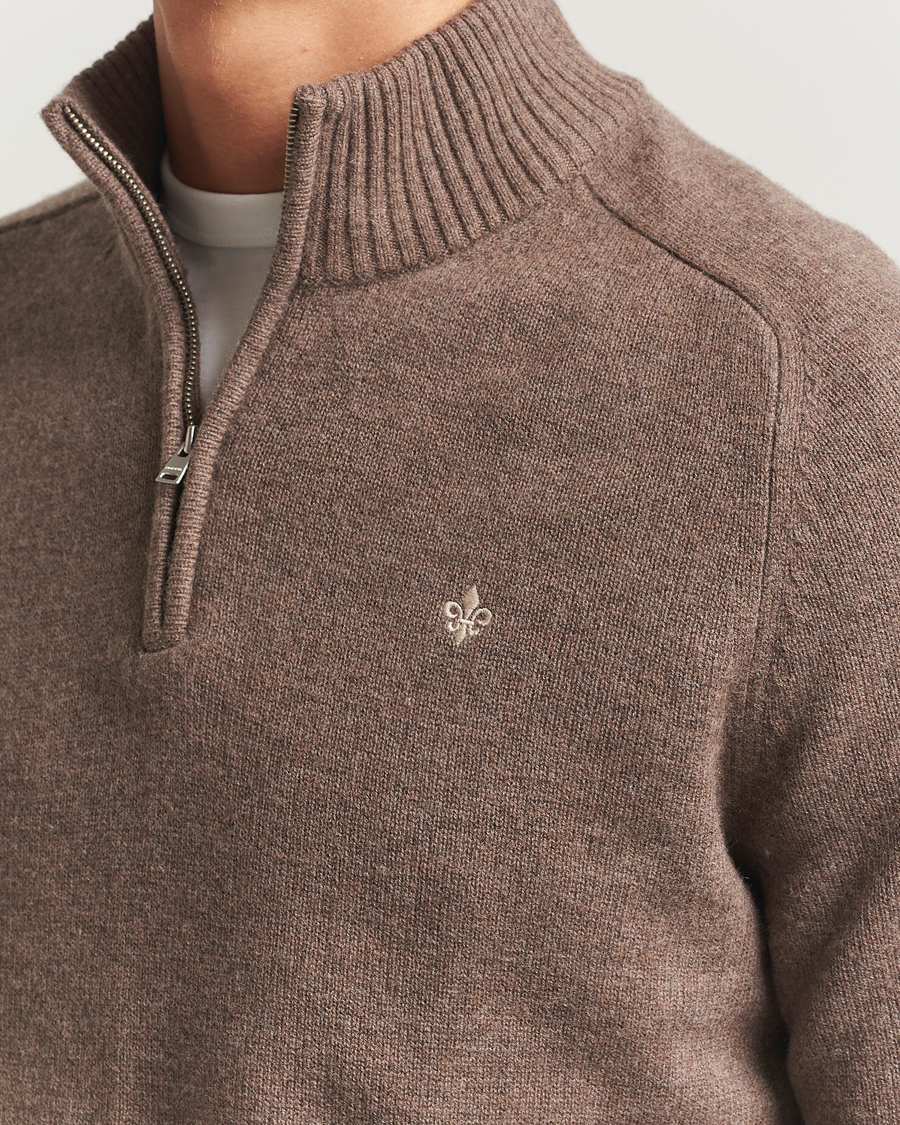 Mies | Puserot | Morris | Hertford Lambswool Merino Half Zip Brown