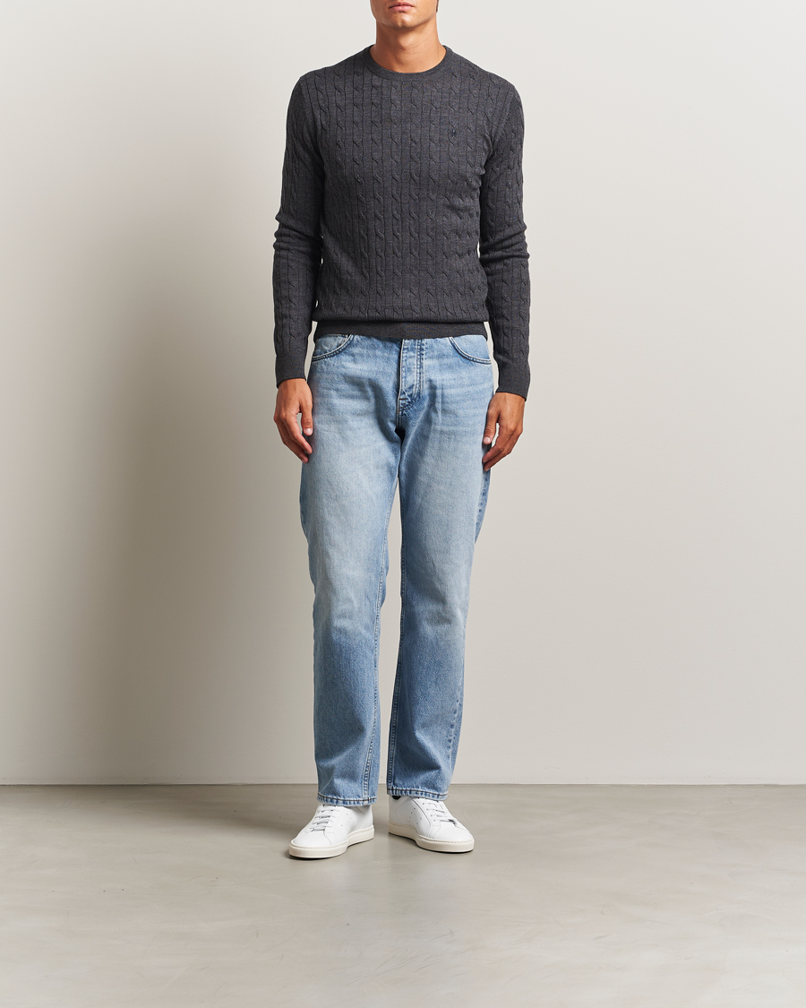 Mies | Puserot | Morris | Merino Cable O-Neck Grey