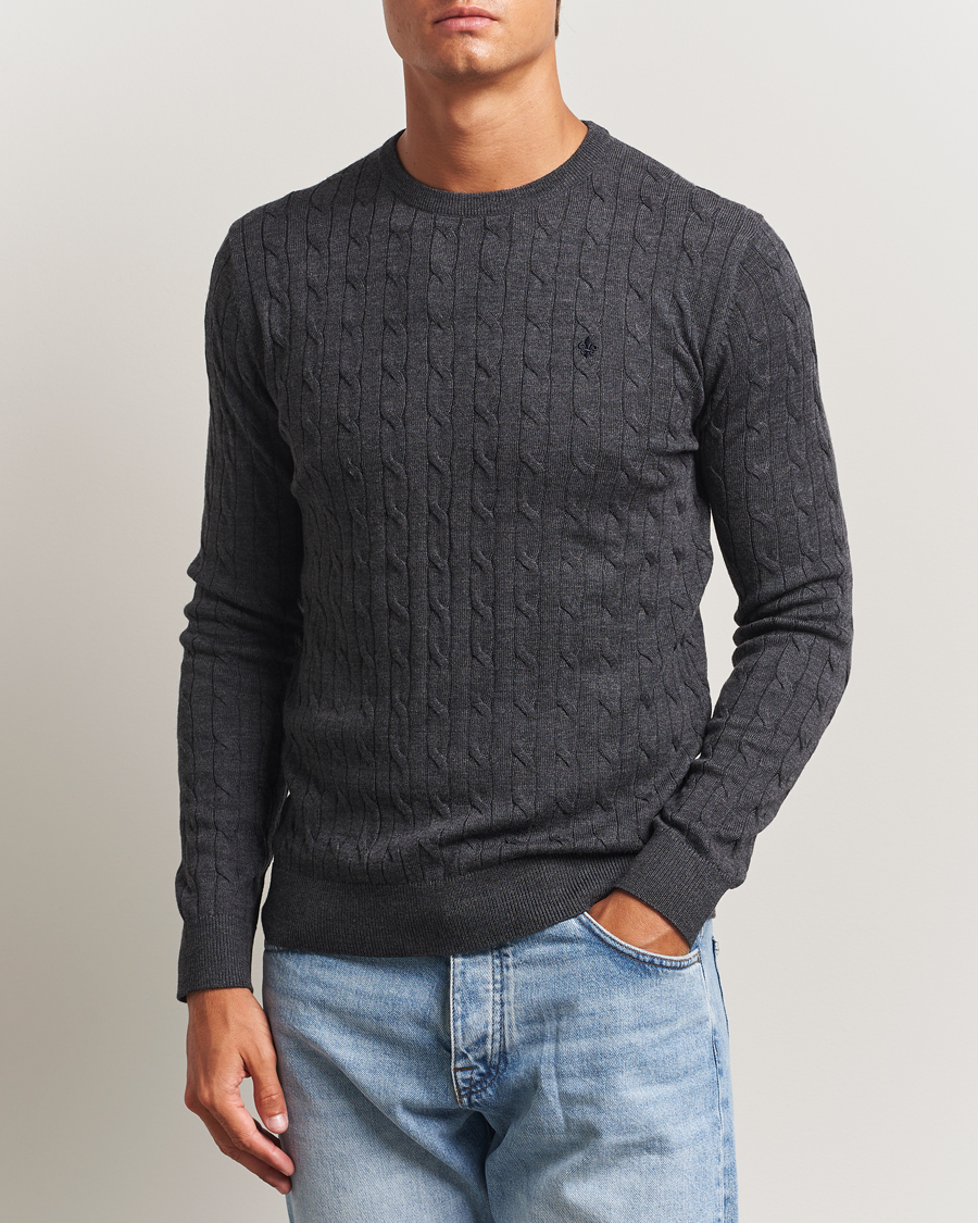 Mies | Puserot | Morris | Merino Cable O-Neck Grey