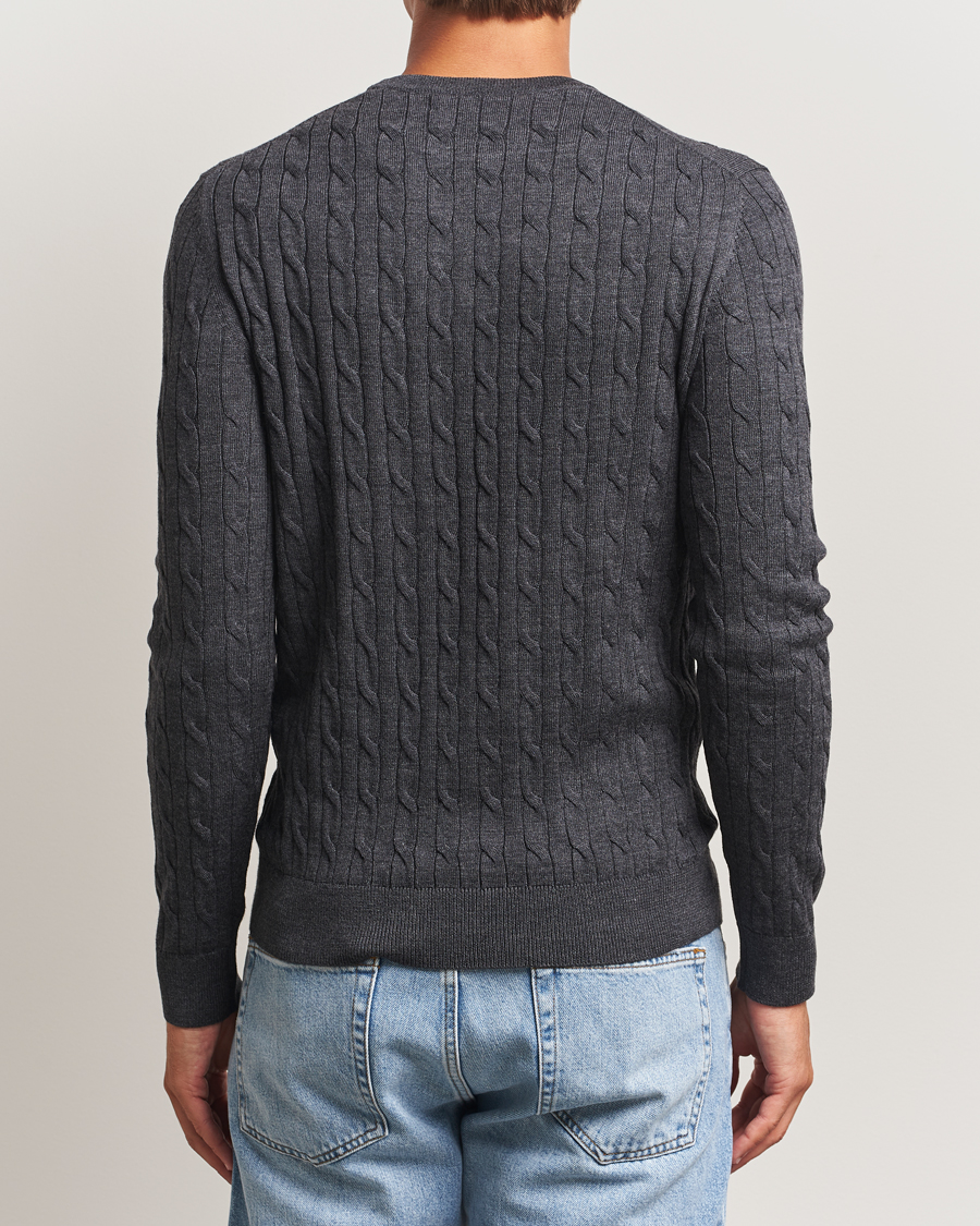 Mies | Puserot | Morris | Merino Cable O-Neck Grey