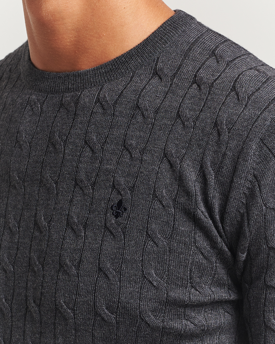 Mies | Puserot | Morris | Merino Cable O-Neck Grey