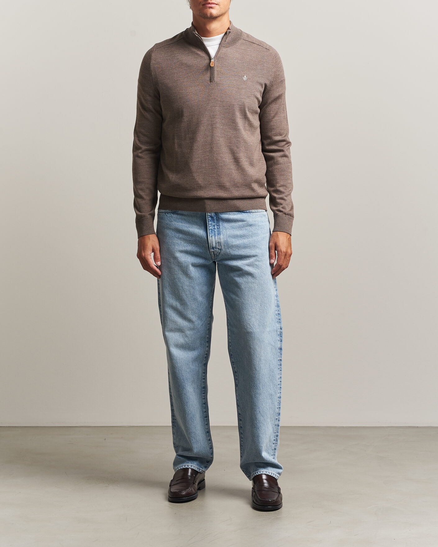Mies | Puserot | Morris | John Merino Half Zip Brown