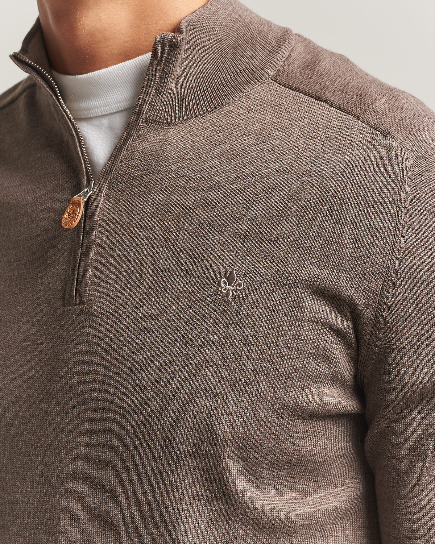 Mies | Puserot | Morris | John Merino Half Zip Brown
