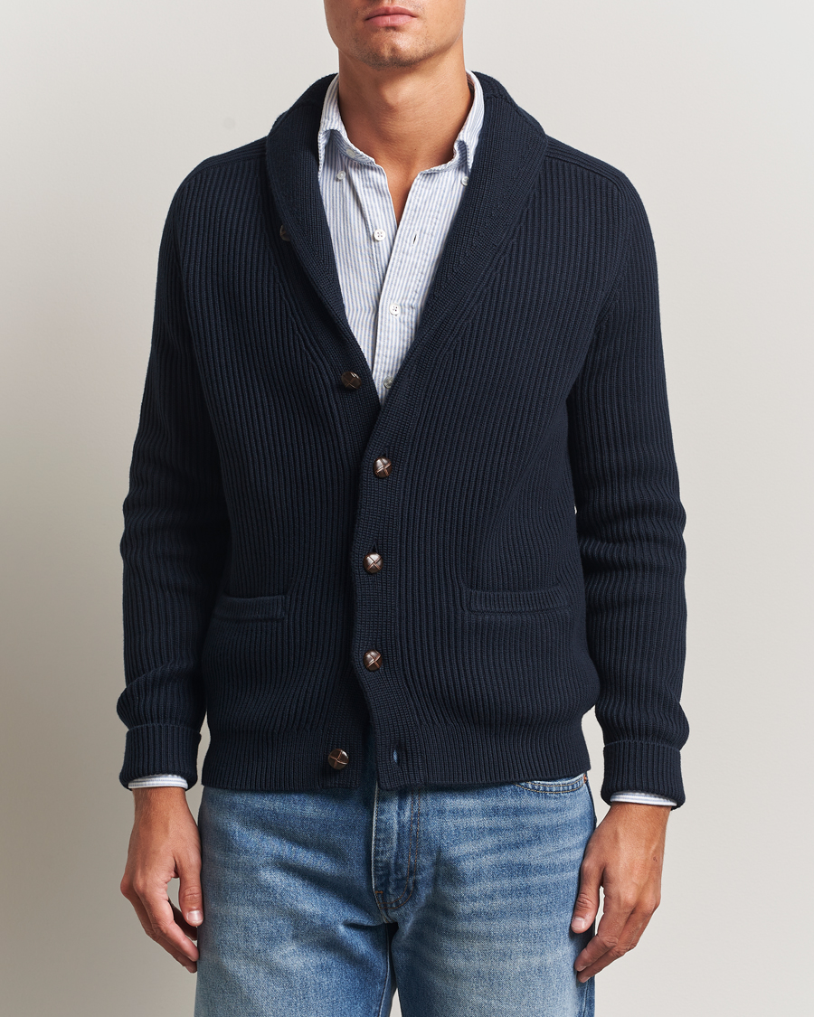 Mies | Puserot | Morris | Brayden Shawl Cardigan Navy