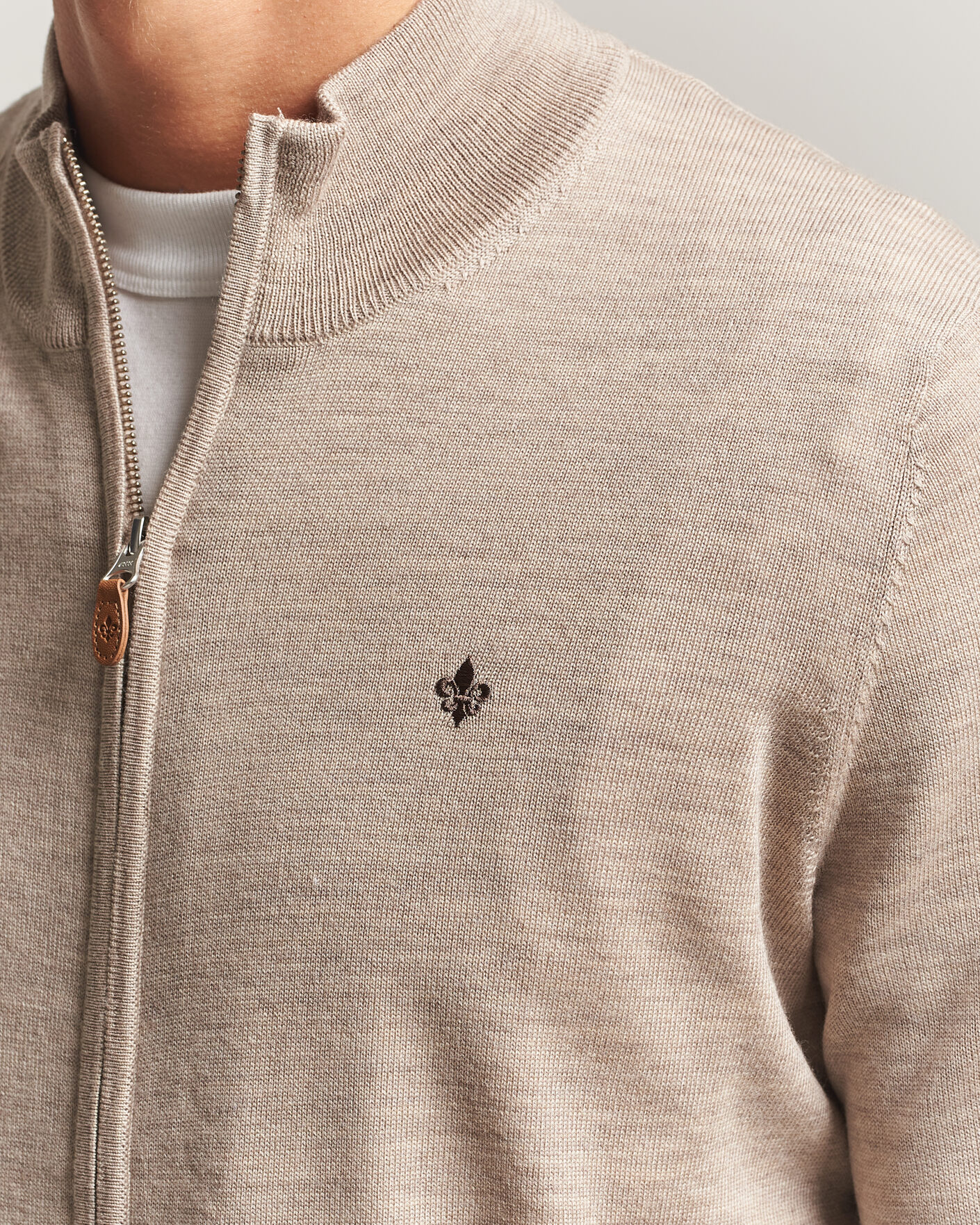 Mies | Puserot | Morris | Merino Full Zip Cardigan Khaki