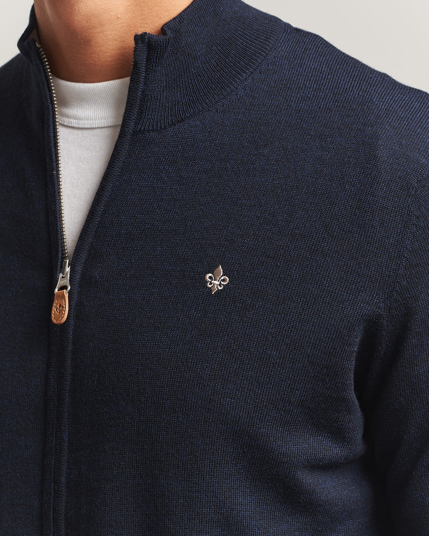 Mies | Puserot | Morris | Merino Full Zip Cardigan Navy