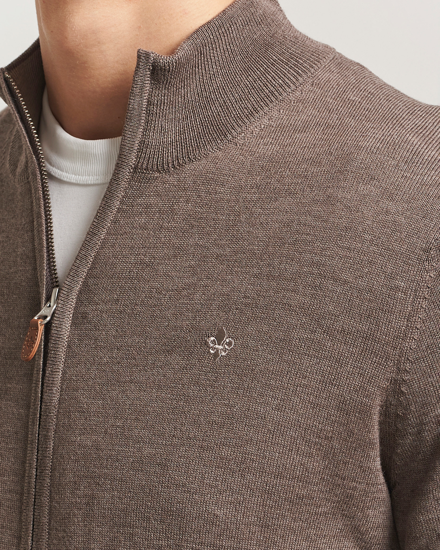 Mies | Puserot | Morris | Merino Full Zip Cardigan Brown