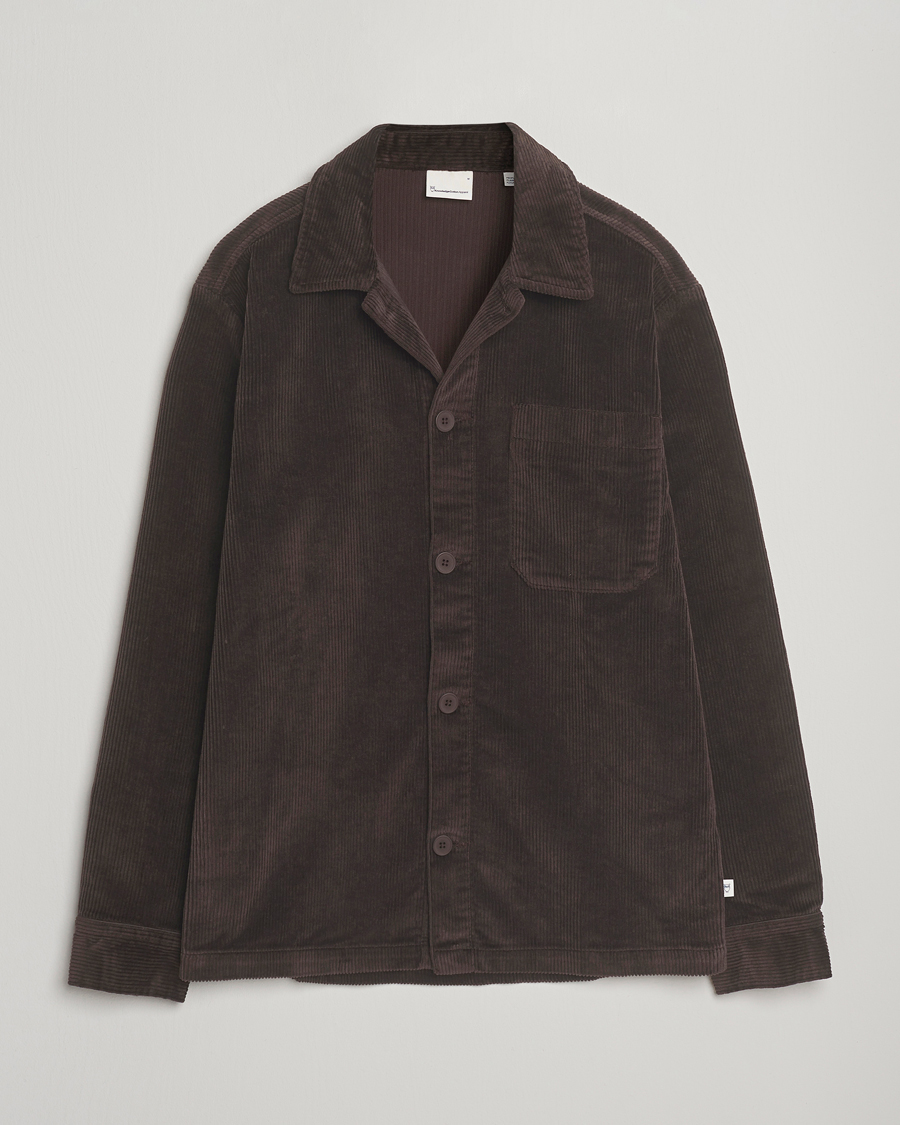Mies | Kauluspaidat | KnowledgeCotton Apparel | Cotton Corduroy Overshirt Chocolate