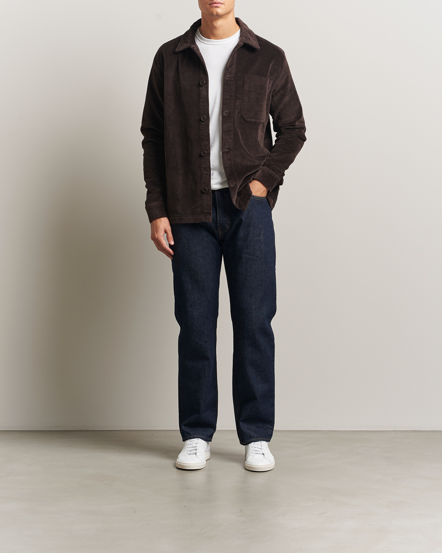 Mies | Kauluspaidat | KnowledgeCotton Apparel | Cotton Corduroy Overshirt Chocolate