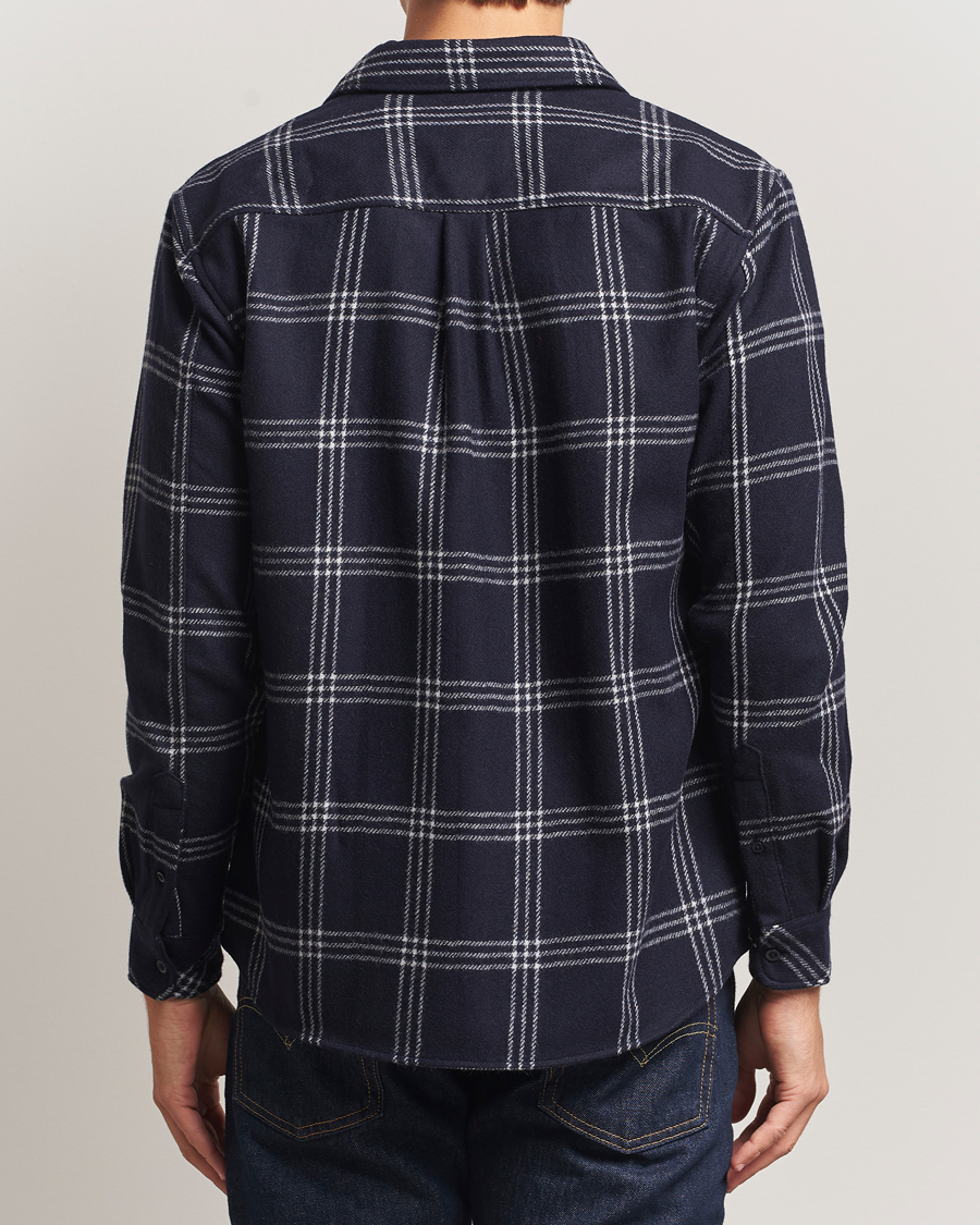 Mies | Kauluspaidat | KnowledgeCotton Apparel | Merino Wool Check Overshirt Blue