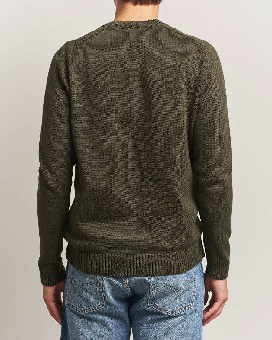 Mies | Puserot | KnowledgeCotton Apparel | Plain Knitted Cotton Crewneck Forest Night
