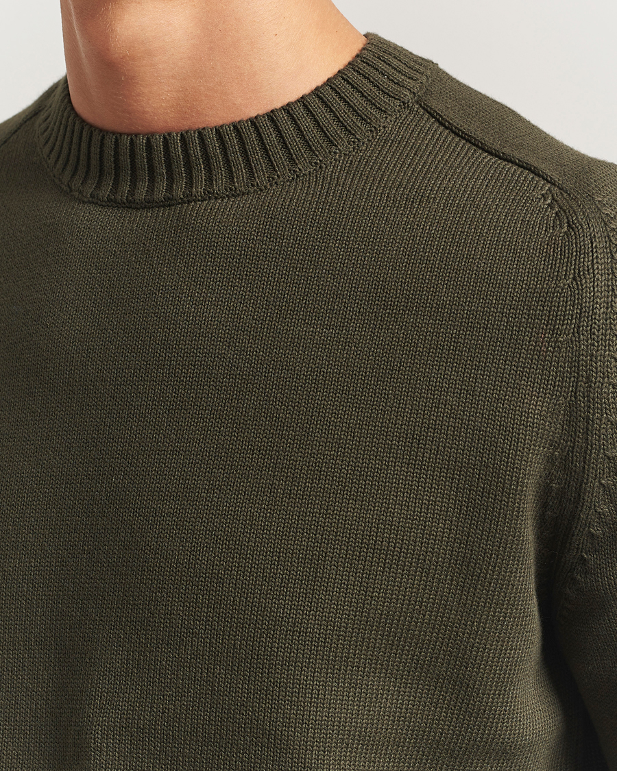 Mies | Puserot | KnowledgeCotton Apparel | Plain Knitted Cotton Crewneck Forest Night