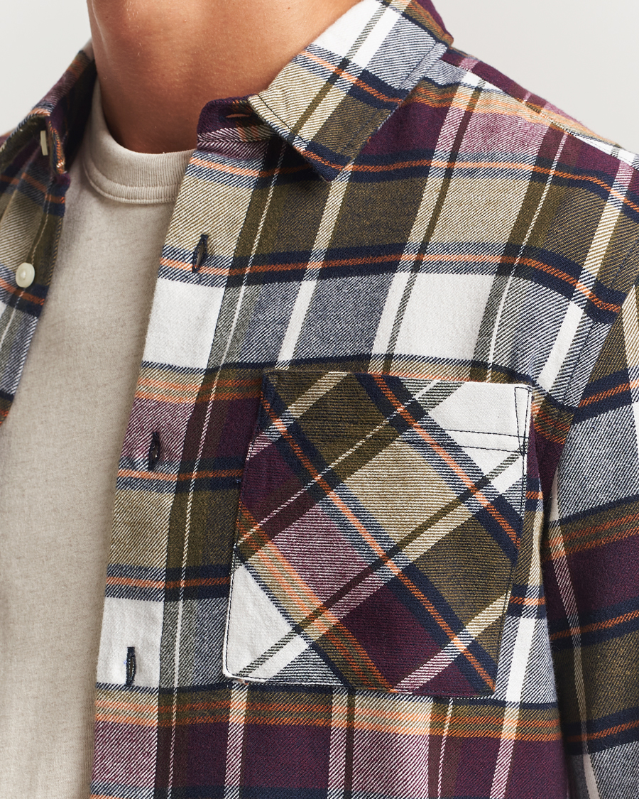 Mies | Kauluspaidat | KnowledgeCotton Apparel | Cotton Checked Flannel Shirt Green