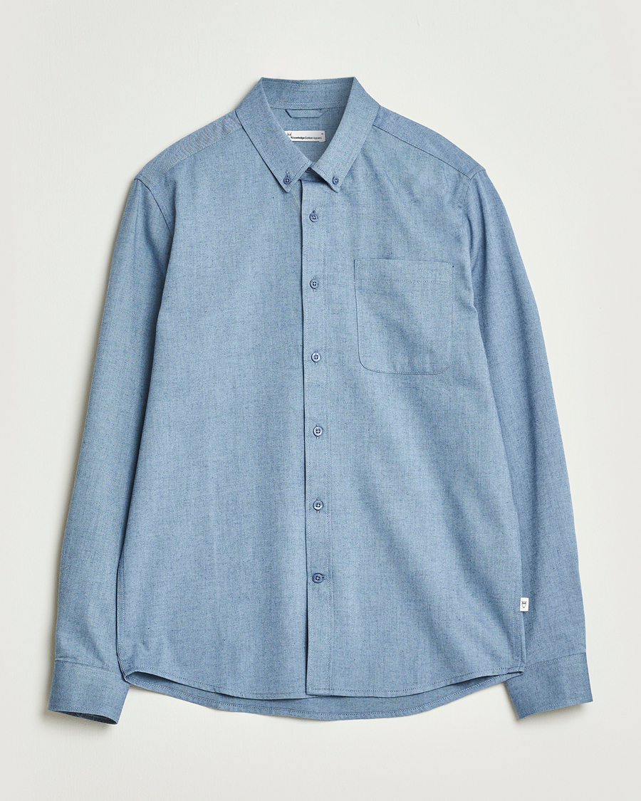 Mies | Kauluspaidat | KnowledgeCotton Apparel | Regular Fit Melange Flannel Shirt Denim