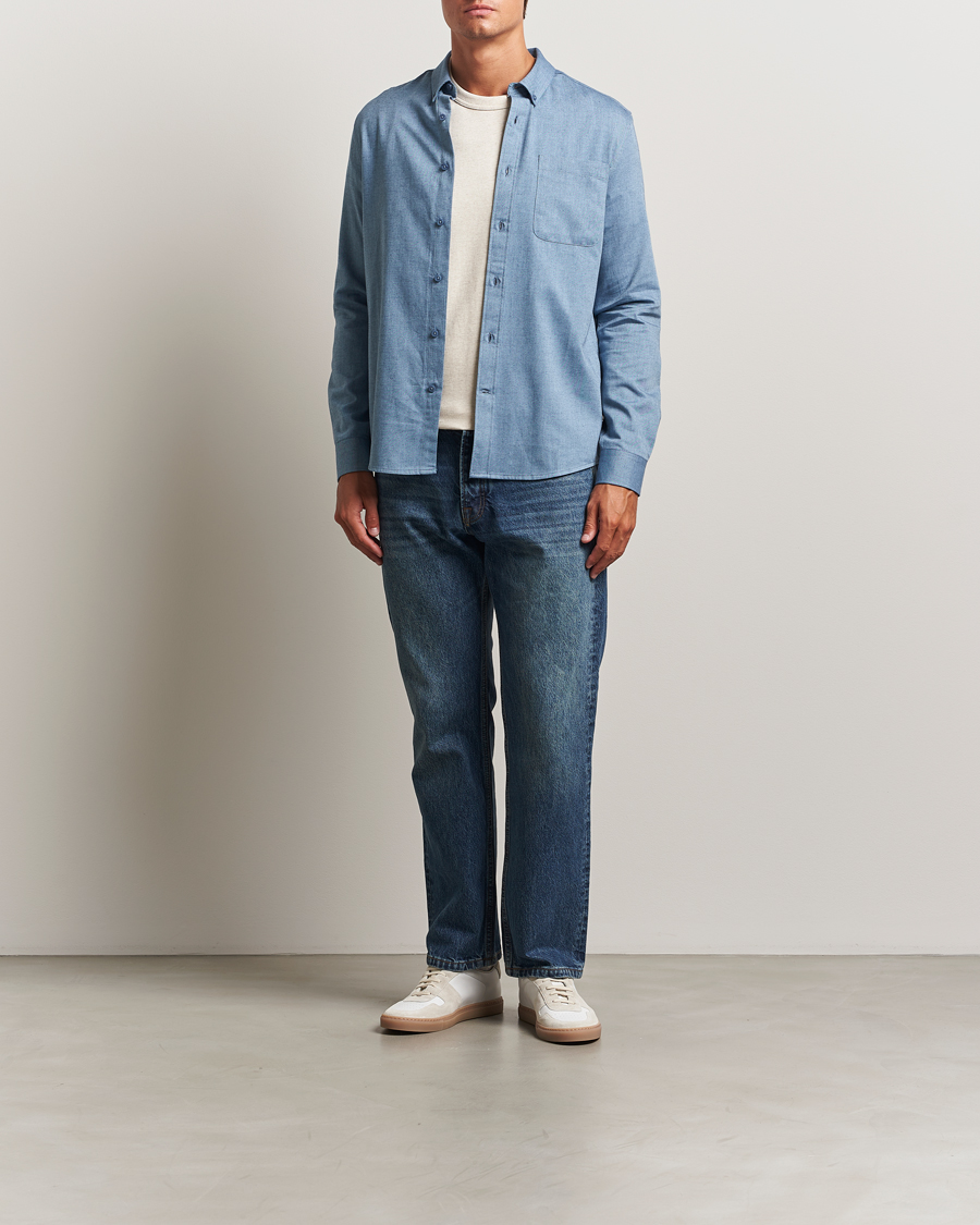 Mies | Kauluspaidat | KnowledgeCotton Apparel | Regular Fit Melange Flannel Shirt Denim