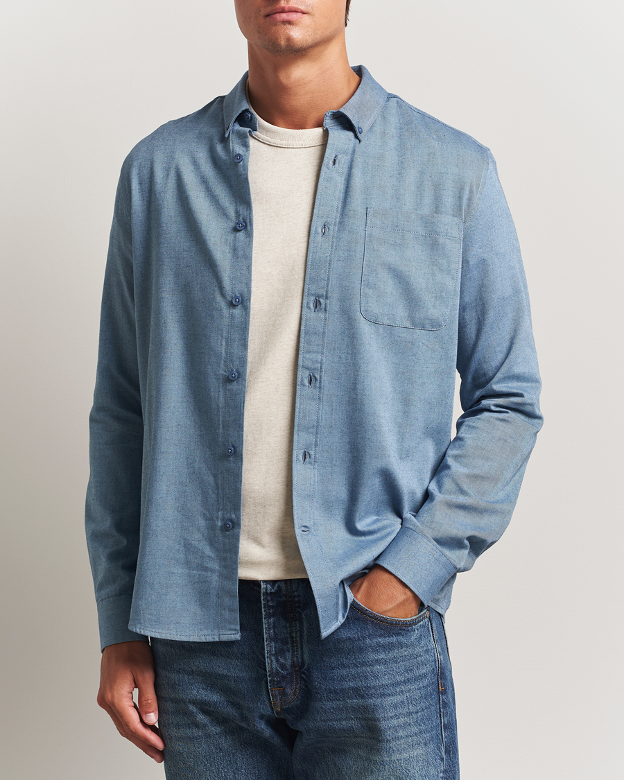 Mies | Kauluspaidat | KnowledgeCotton Apparel | Regular Fit Melange Flannel Shirt Denim