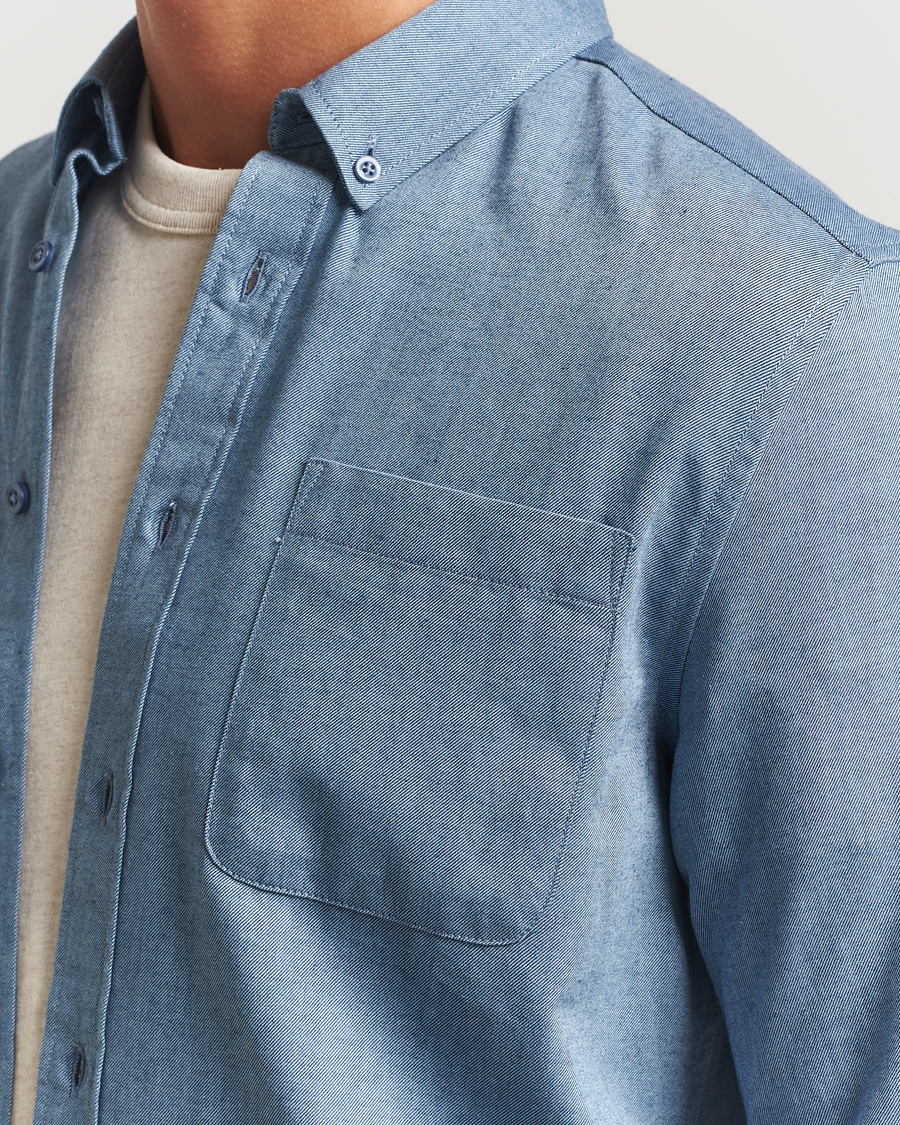 Mies | Kauluspaidat | KnowledgeCotton Apparel | Regular Fit Melange Flannel Shirt Denim