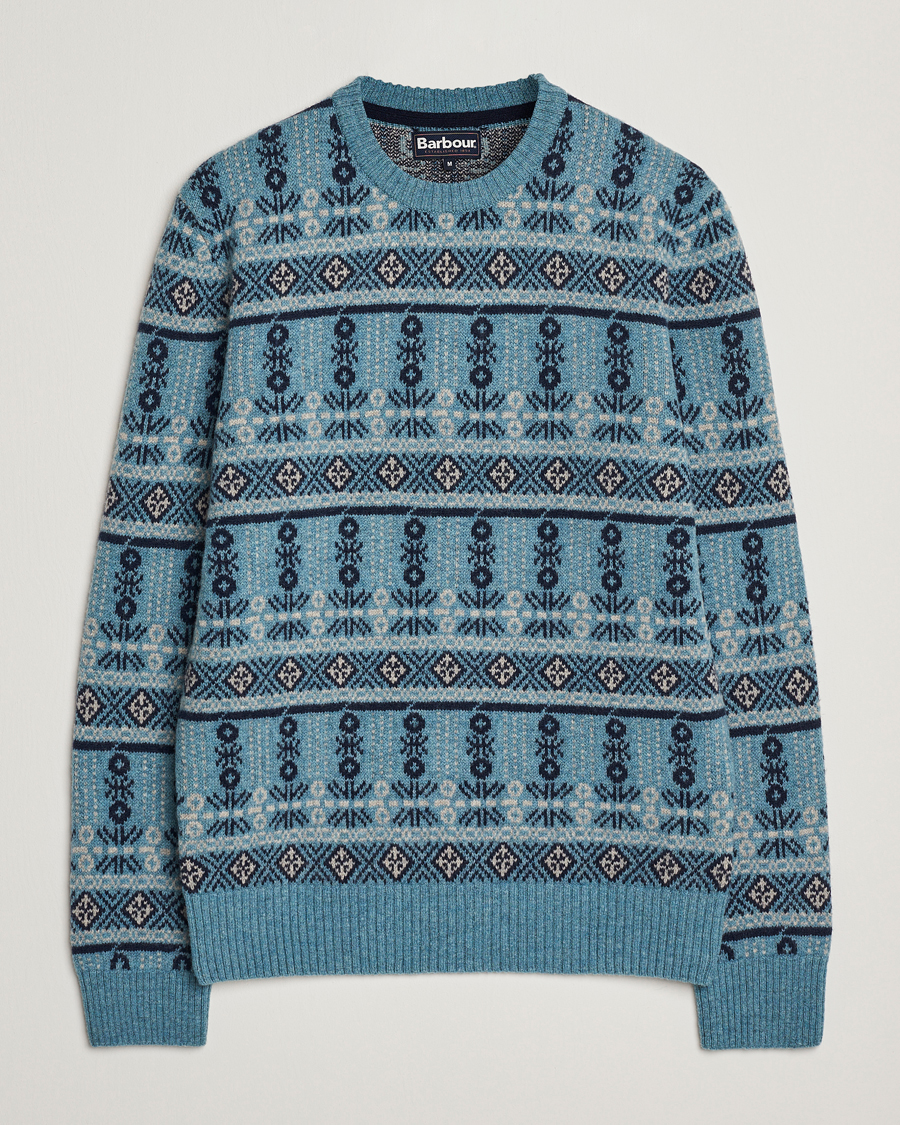 Mies | Puserot | Barbour Lifestyle | Grangetown Fairisle Lambswool Crewneck Blue Stone