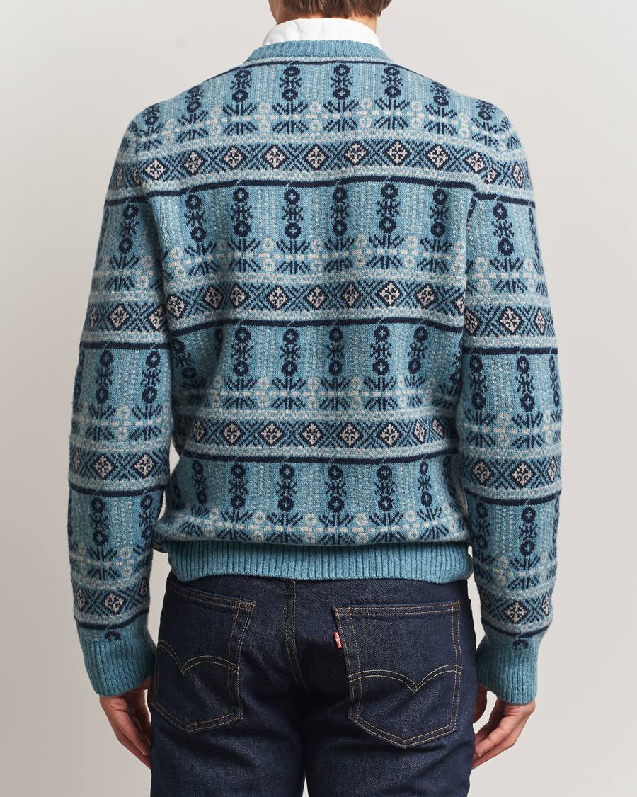 Mies | Puserot | Barbour Lifestyle | Grangetown Fairisle Lambswool Crewneck Blue Stone