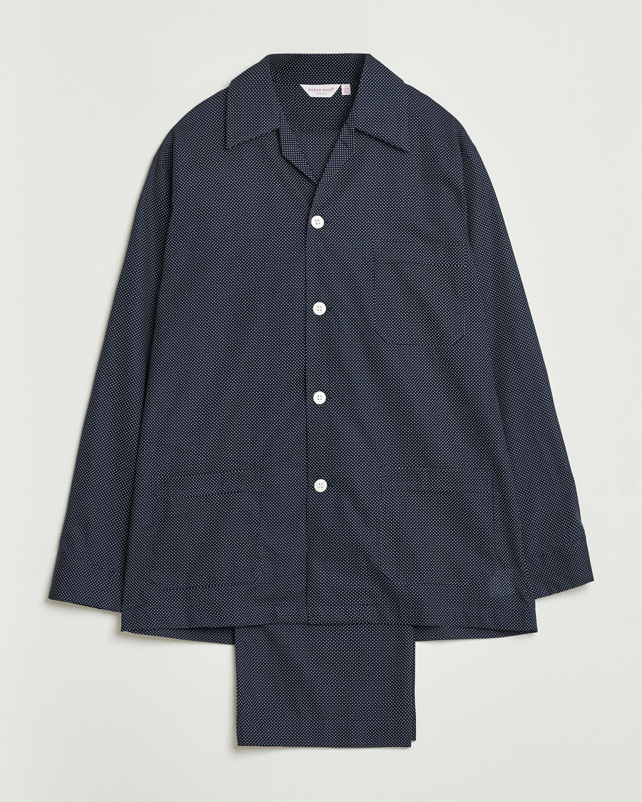 Mies | Yöpuvut ja kylpytakit | Derek Rose | Printed Cotton Pyjama Set Navy