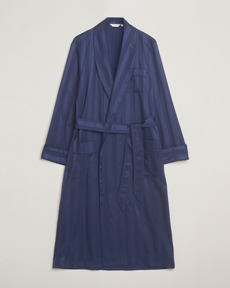 Mies | Yöpuvut ja kylpytakit | Derek Rose | Striped Cotton Dressing Gown Navy