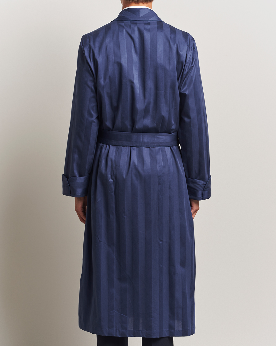 Mies | Yöpuvut ja kylpytakit | Derek Rose | Striped Cotton Dressing Gown Navy