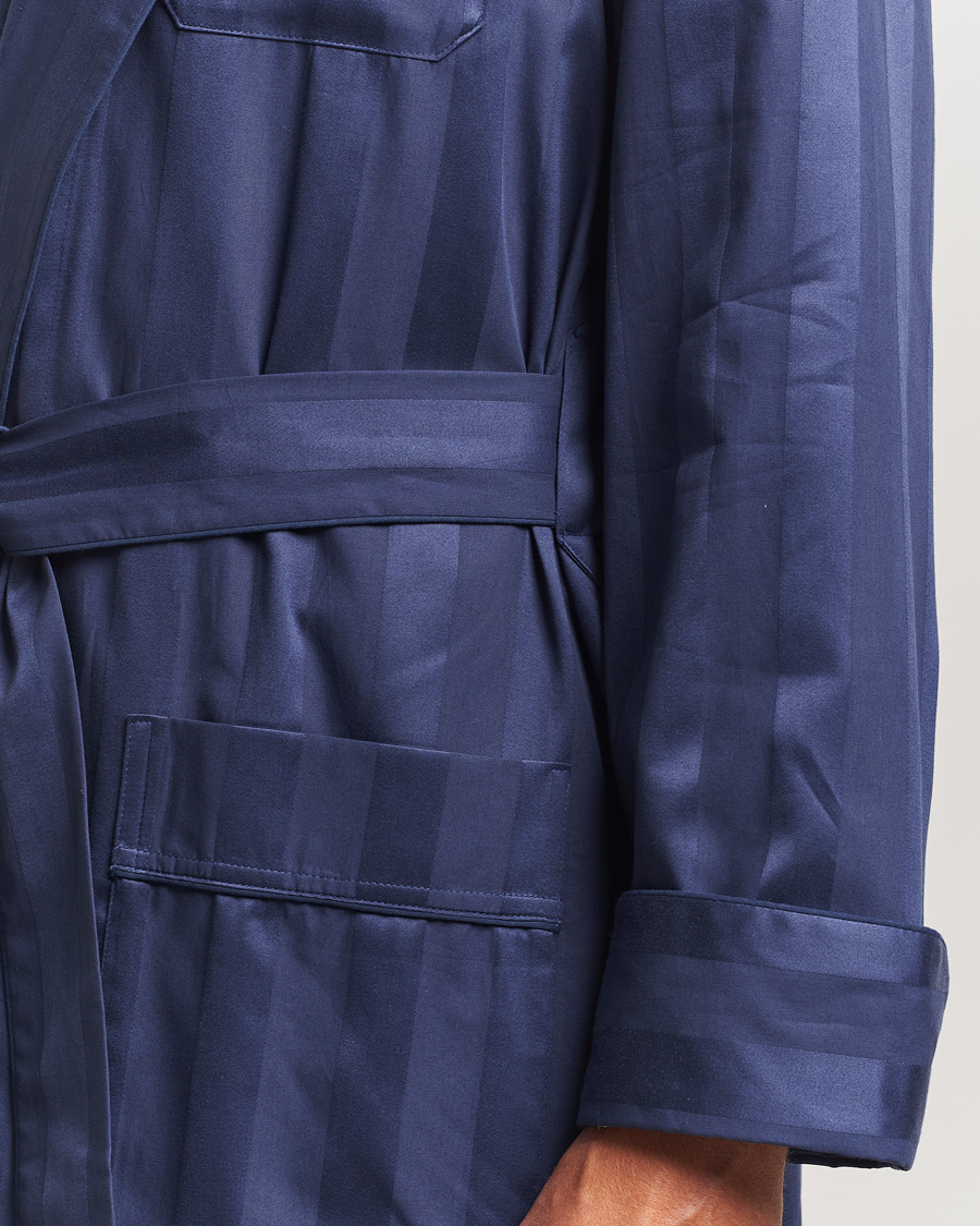 Mies | Yöpuvut ja kylpytakit | Derek Rose | Striped Cotton Dressing Gown Navy