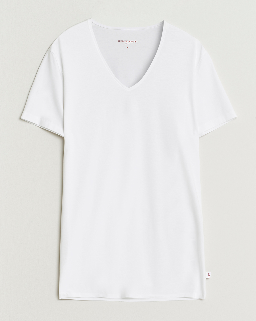 Mies | T-paidat | Derek Rose | Pima Cotton V-Neck T-Shirt White