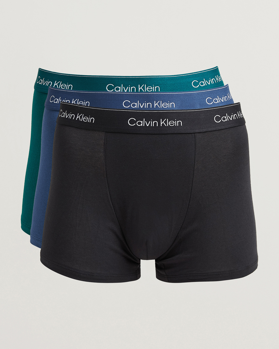 Mies | Alusvaatteet | Calvin Klein | 3-Pack Icon Cotton Stretch Relaxed Trunk Green/Black/Blue
