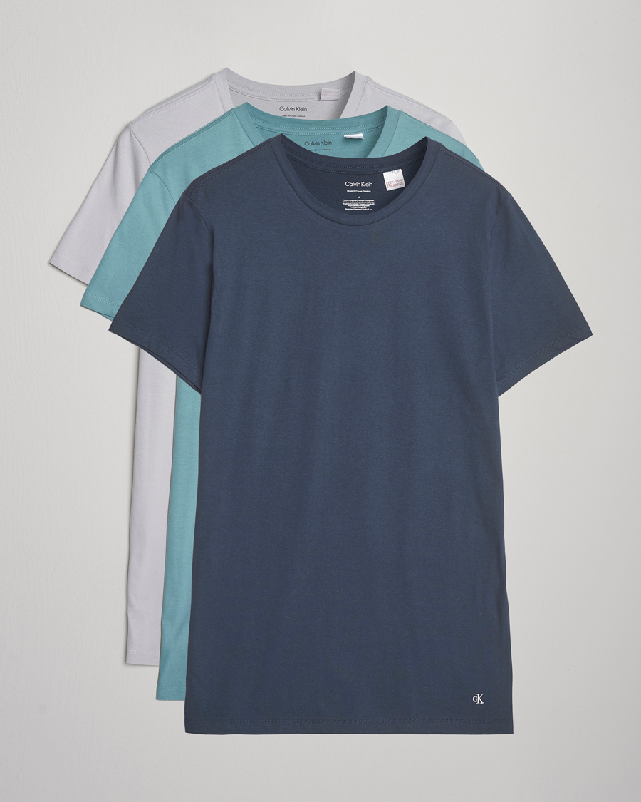 Mies | T-paidat | Calvin Klein | 3-Pack Cotton Crew Neck T-Shirt Blue/Grey/Green