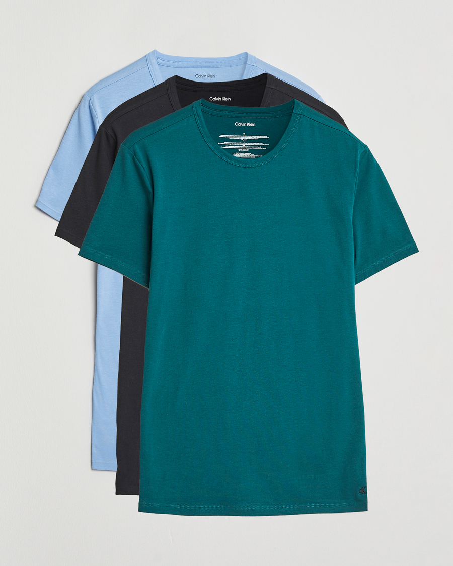 Mies | T-paidat | Calvin Klein | 3-Pack Cotton Stretch Crew Neck T-Shirt Black/Green/Blue