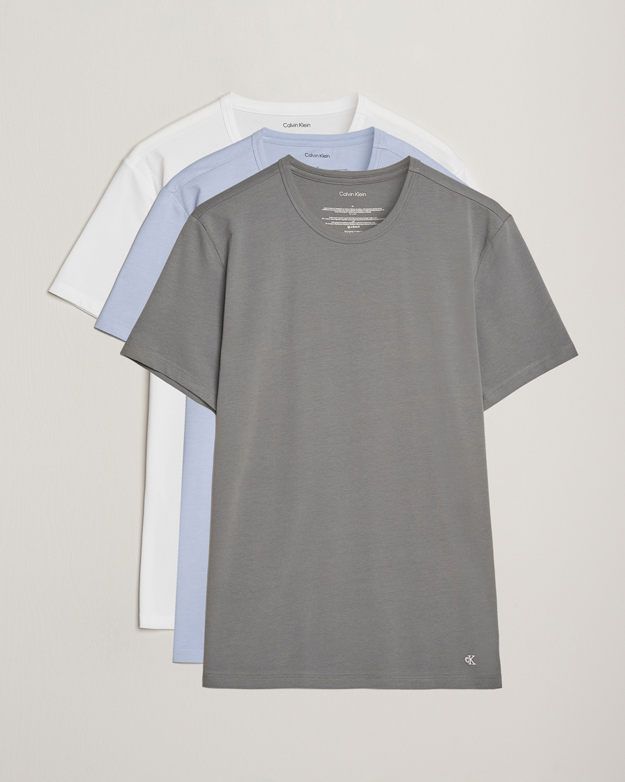 Mies | T-paidat | Calvin Klein | 3-Pack Cotton Stretch Crew Neck T-Shirt Grey/White/Blue