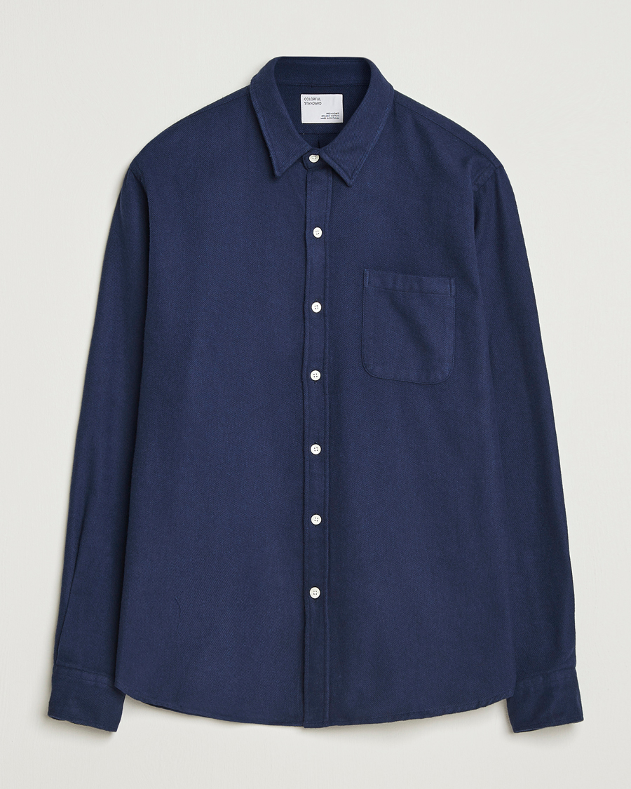 Mies | Kauluspaidat | Colorful Standard | Organic Flannel Shirt Navy Blue