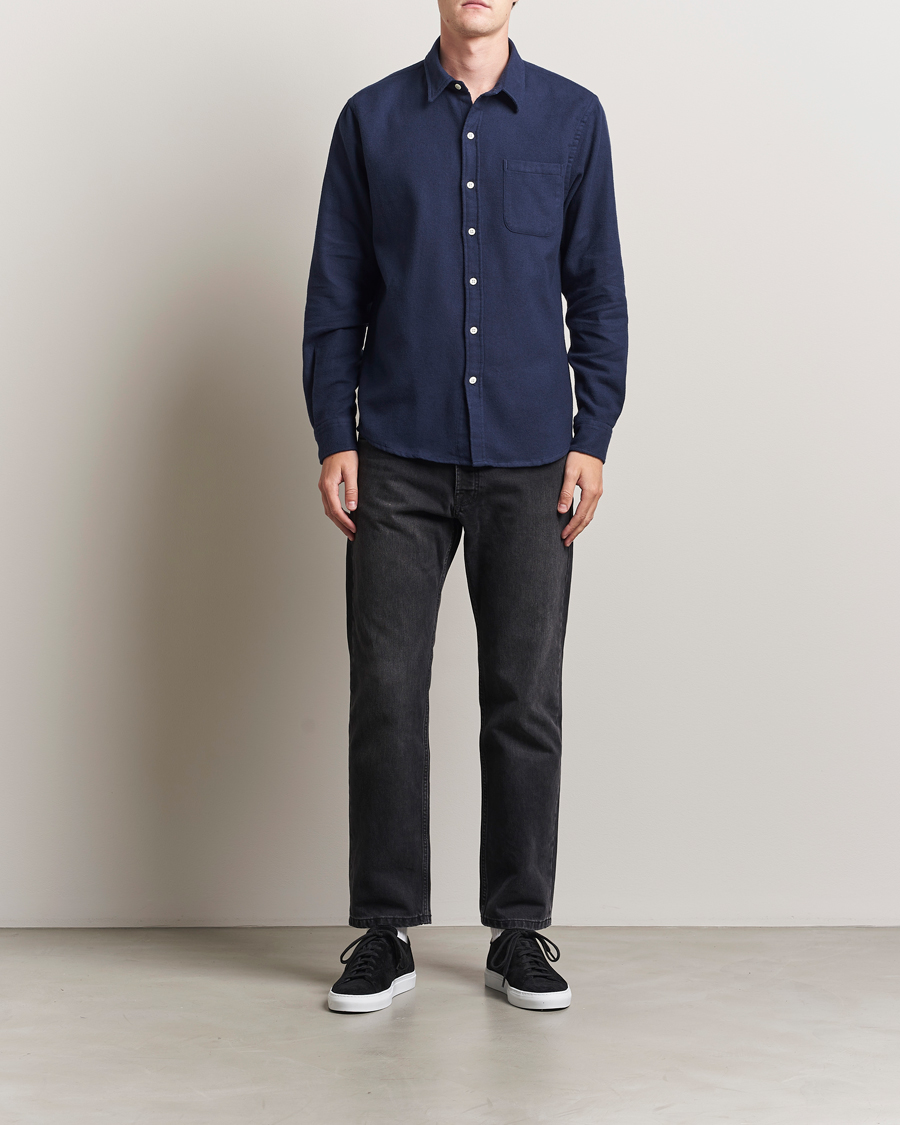 Mies | Kauluspaidat | Colorful Standard | Organic Flannel Shirt Navy Blue