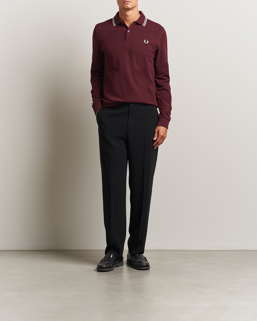 Mies | Pikeet | Fred Perry | Twin Tipped Long Sleeve Polo Shirt Oxblood