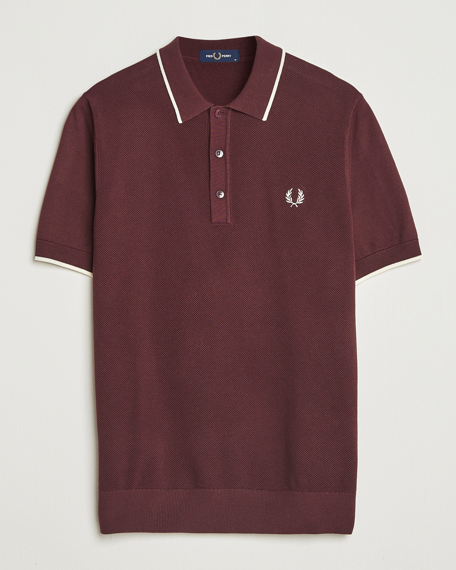 Mies | Pikeet | Fred Perry | Pique Knitted Tipped Polo Oxblood