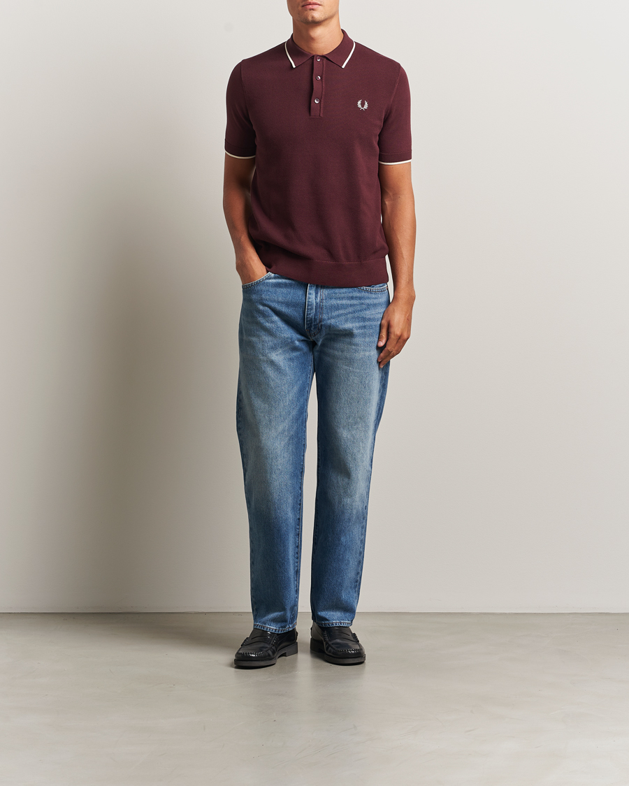 Mies | Pikeet | Fred Perry | Pique Knitted Tipped Polo Oxblood