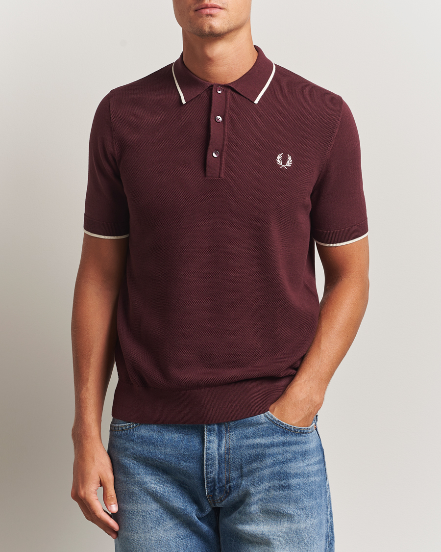 Mies | Pikeet | Fred Perry | Pique Knitted Tipped Polo Oxblood