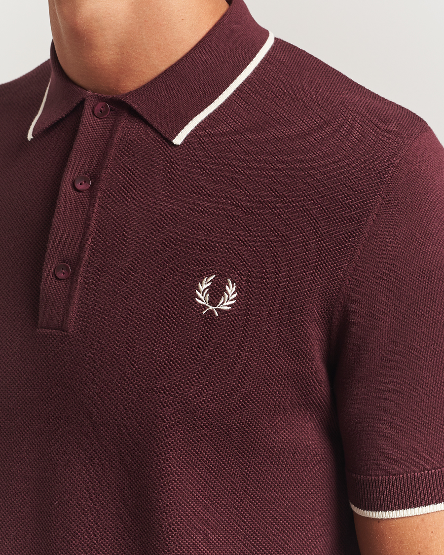 Mies | Pikeet | Fred Perry | Pique Knitted Tipped Polo Oxblood