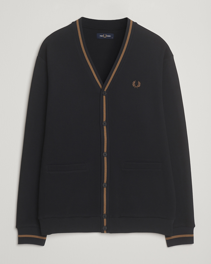 Mies | Puserot | Fred Perry | Tipped Pique Textured Cardigan Black