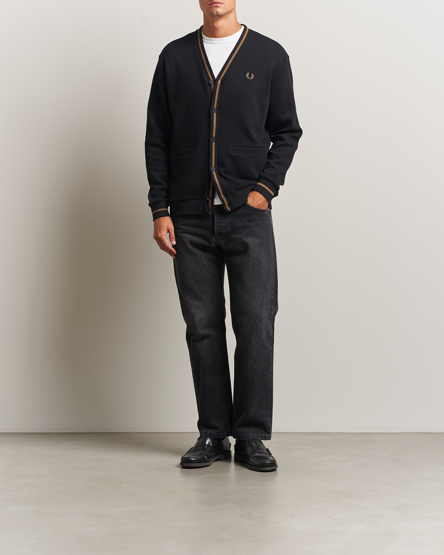 Mies | Puserot | Fred Perry | Tipped Pique Textured Cardigan Black