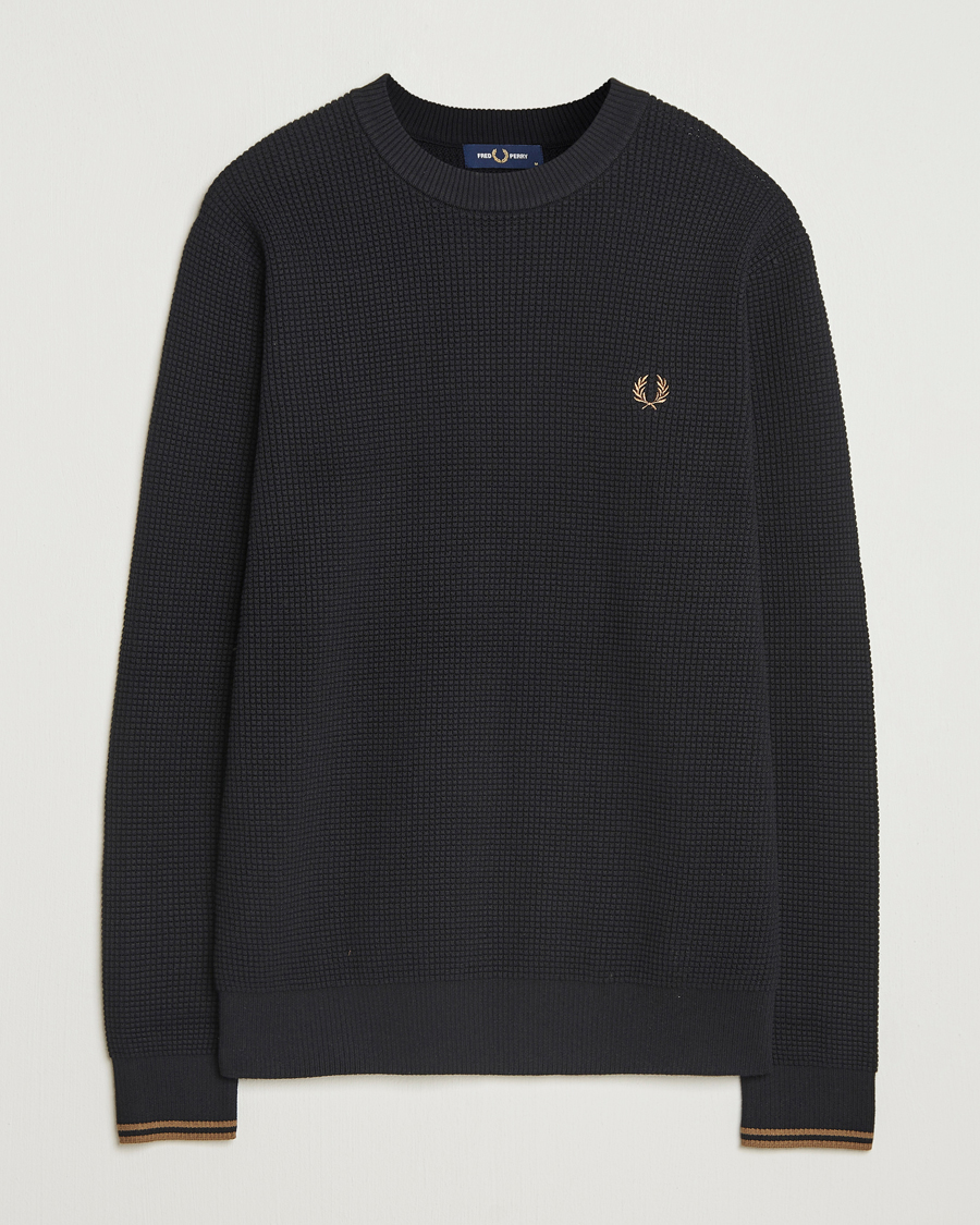 Mies | Puserot | Fred Perry | Waffle Stitch Jumper Black