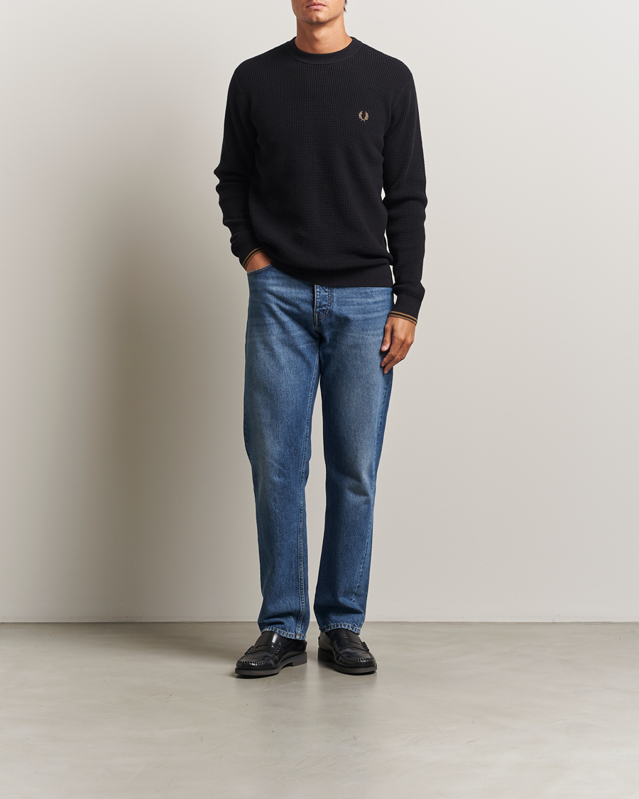 Mies | Puserot | Fred Perry | Waffle Stitch Jumper Black