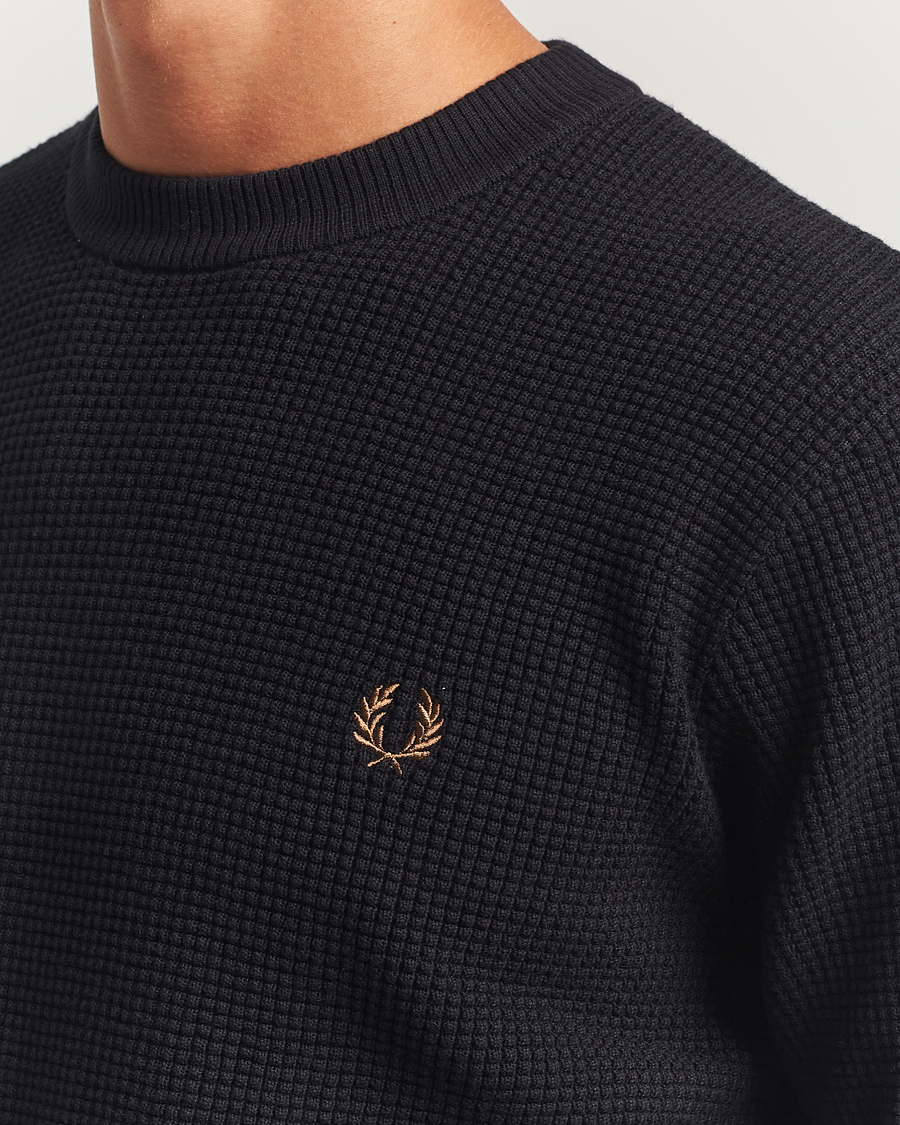 Mies | Puserot | Fred Perry | Waffle Stitch Jumper Black