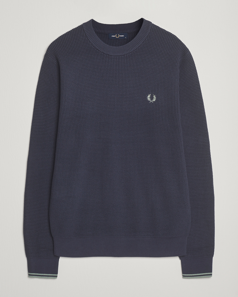 Mies | Puserot | Fred Perry | Waffle Stitch Jumper Dark Airforce