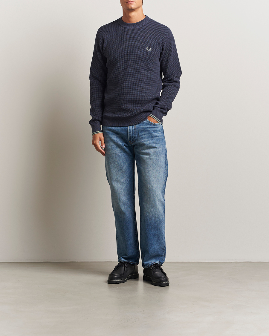 Mies | Puserot | Fred Perry | Waffle Stitch Jumper Dark Airforce