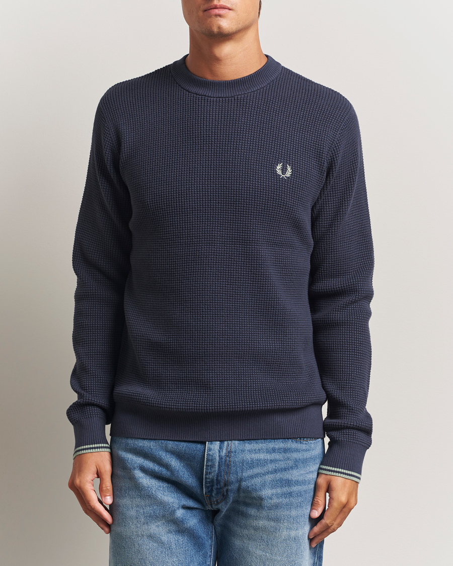 Mies | Puserot | Fred Perry | Waffle Stitch Jumper Dark Airforce