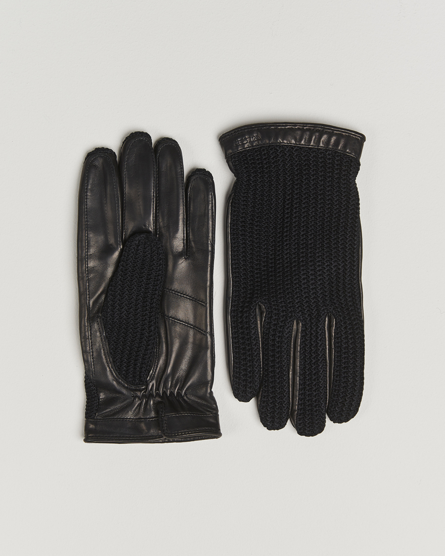 Mies | Hestra Adam Crochet Wool Lined Glove Black | Hestra | Adam Crochet Wool Lined Glove Black