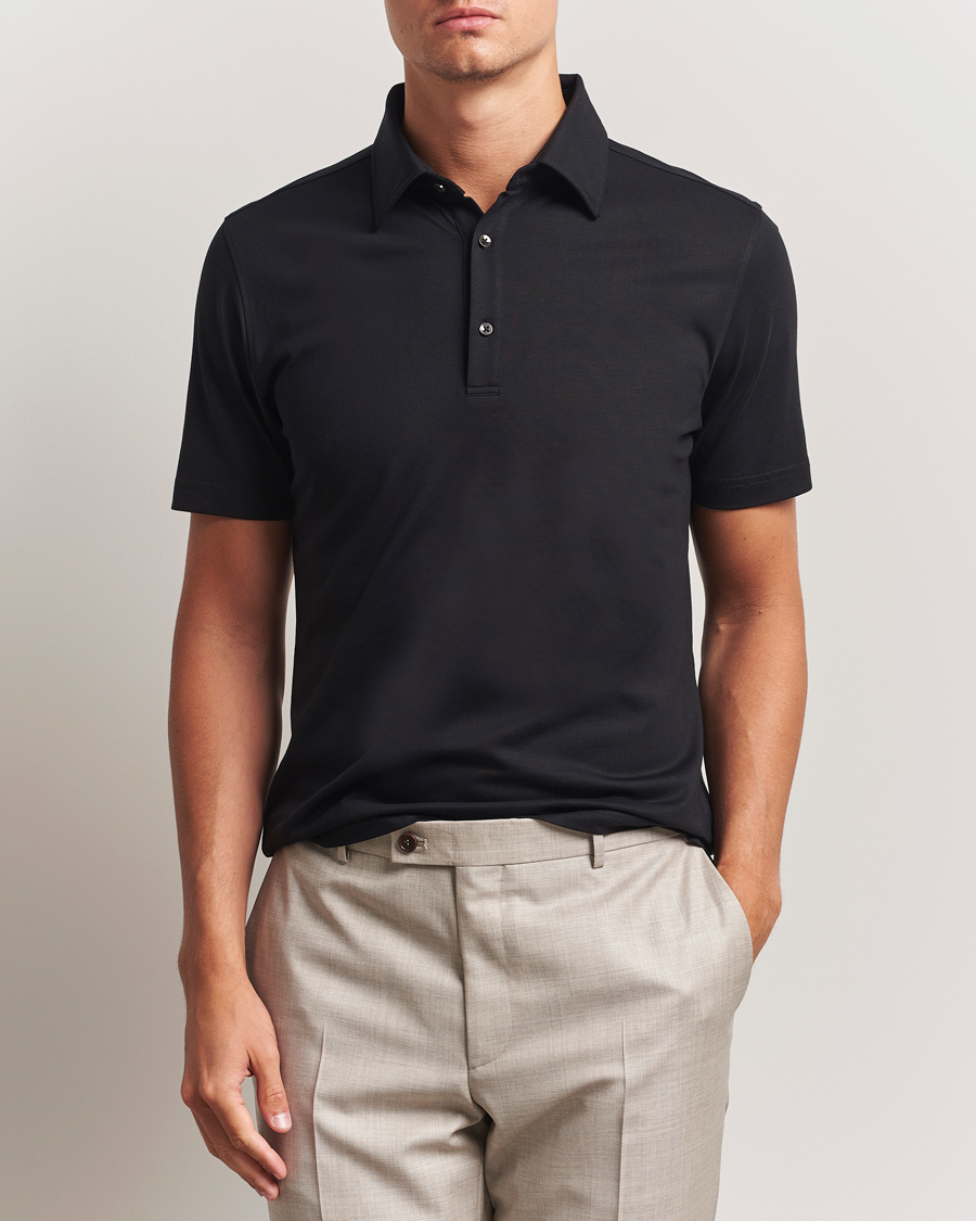 Mies | Pikeet | Stenströms | Supima Cotton Polo Shirt Black