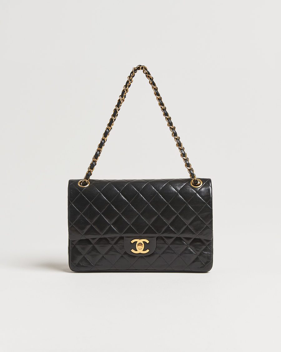 Mies | Chanel Pre-Owned Classic Double Flap Medium Lambskin Black | Chanel Pre-Owned | Classic Double Flap Medium Lambskin Black